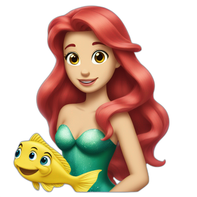 Ariel with flounder the little mermaid emoji