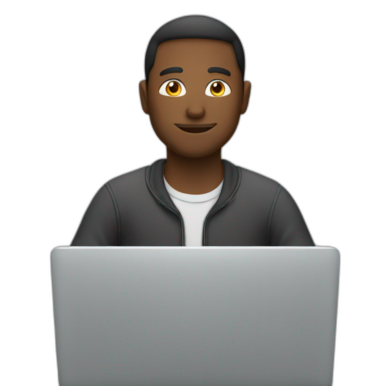 Man sitting with a laptop working on it emoji