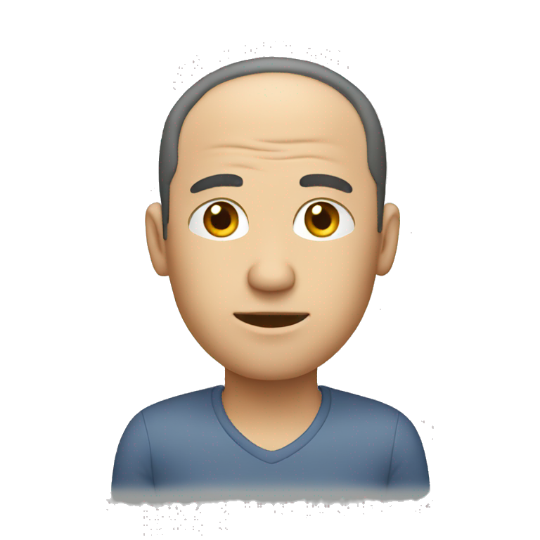 man with receding hair, with a computer emoji