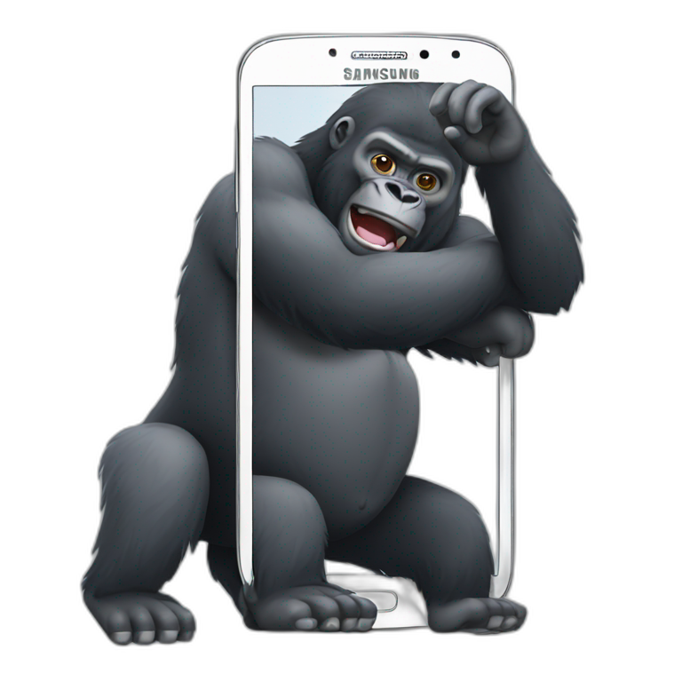 Gorilla using Android phone Samsung emoji