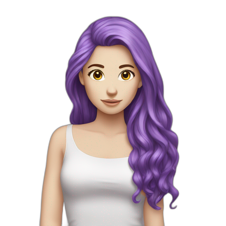 White girl with purple long hair feel boring  emoji