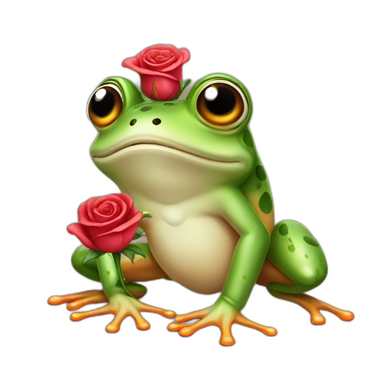 Frog with a rose emoji