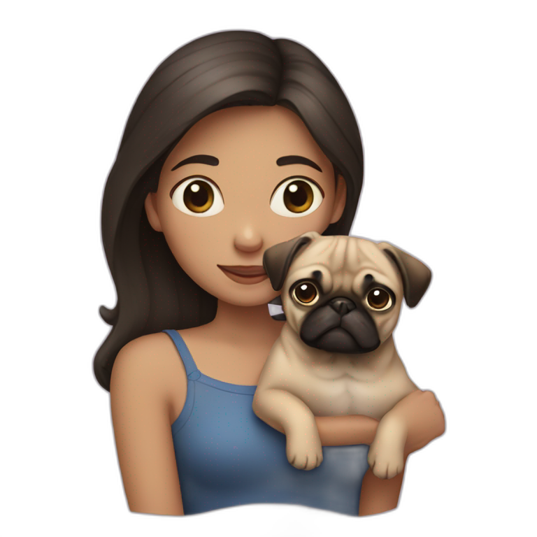 A girl with a pug in her arms emoji