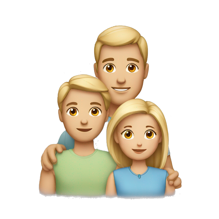 family of four, adults brown hair, kids blonde hair emoji