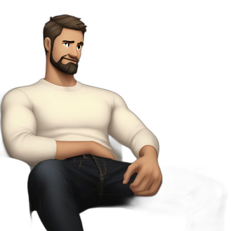 muscular male sitting in sweater emoji