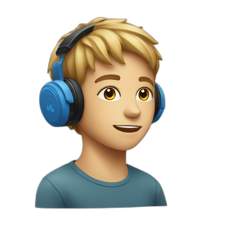 Kid listening to music with bluetooth speakers emoji