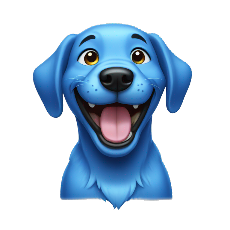 laughing blue dog emoji