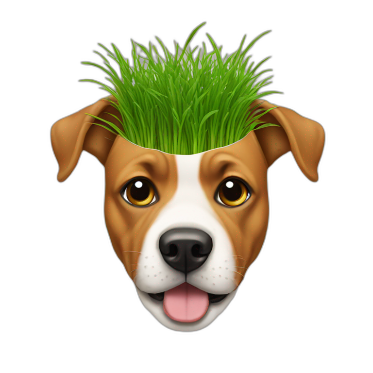 dog grass hanging from mouth emoji