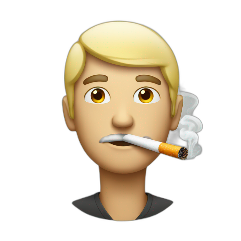 Men smoking cigarette with smoke emoji