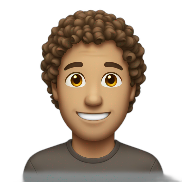 Guy with curly brown hair smiling emoji