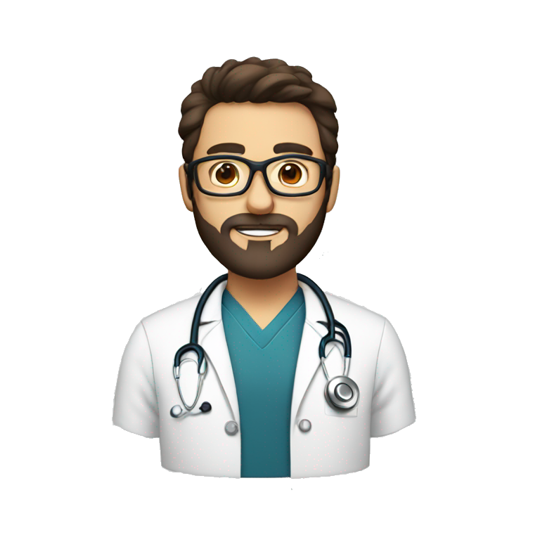 white doctor with dark hair glasses and brown beard emoji