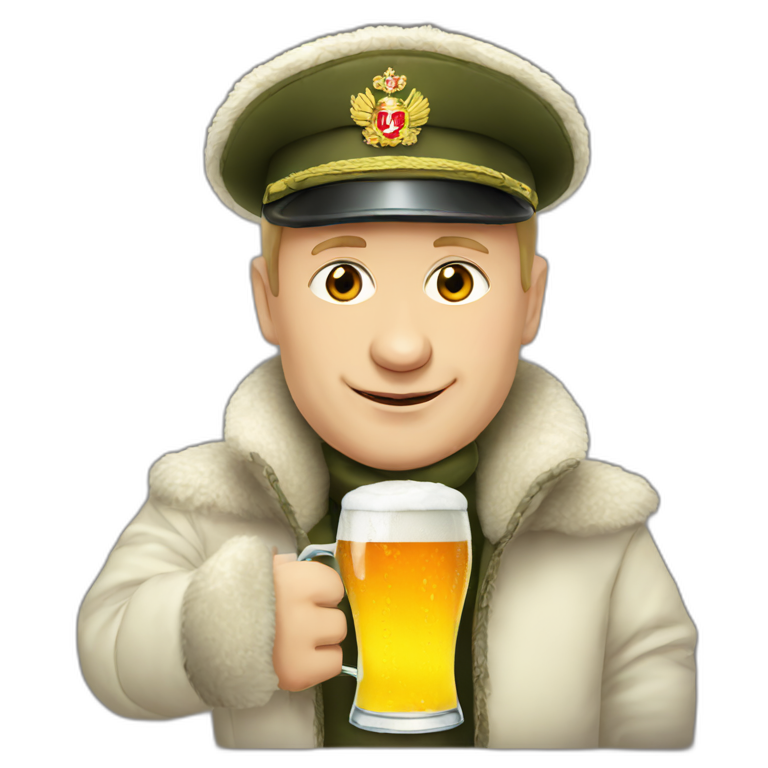 Putin with beer in ushanka emoji