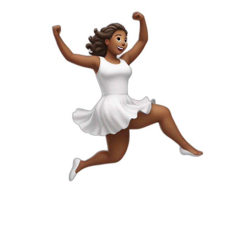 curvy beauty jumping white emoji