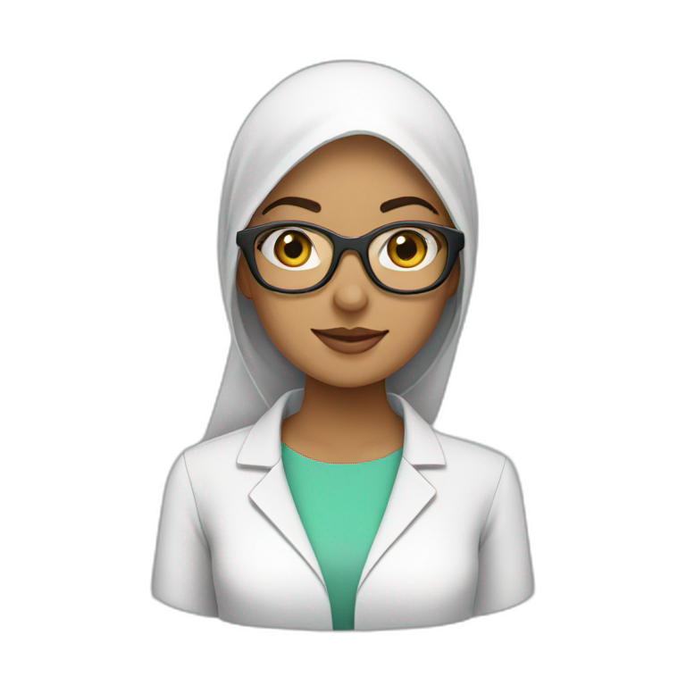 Hijab wearing Woman with lab coat and safety specs on  emoji