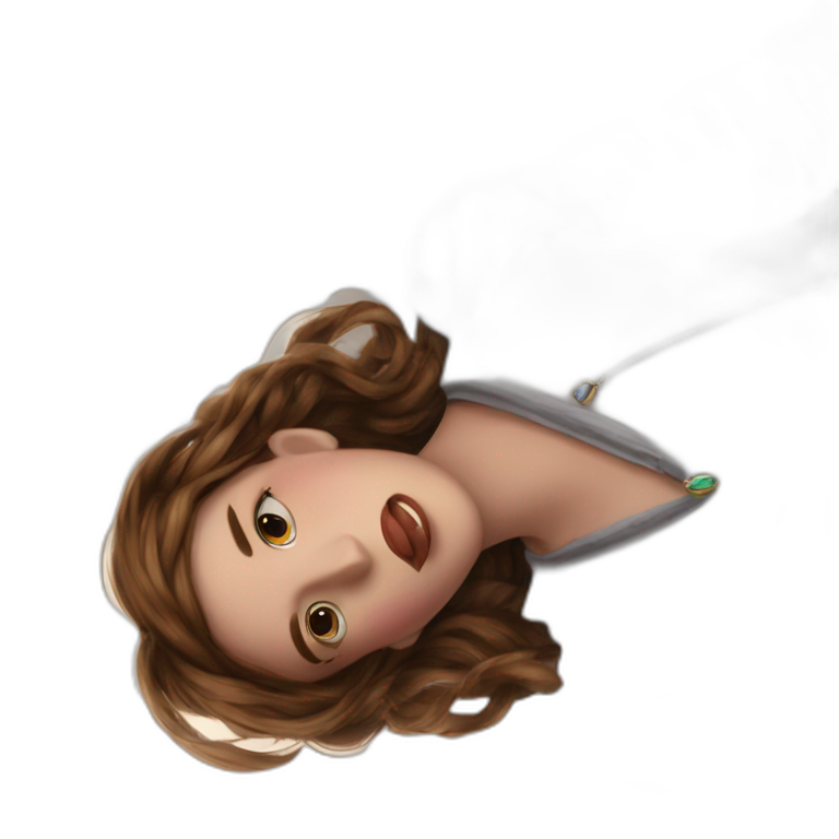serene brown-haired girl with necklace emoji