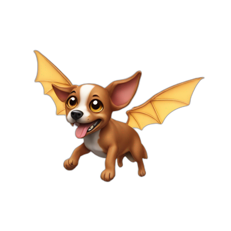 flying dog with bat wings on steak of ears emoji