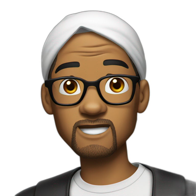 Will smith with black durag and white glasses shocked emoji