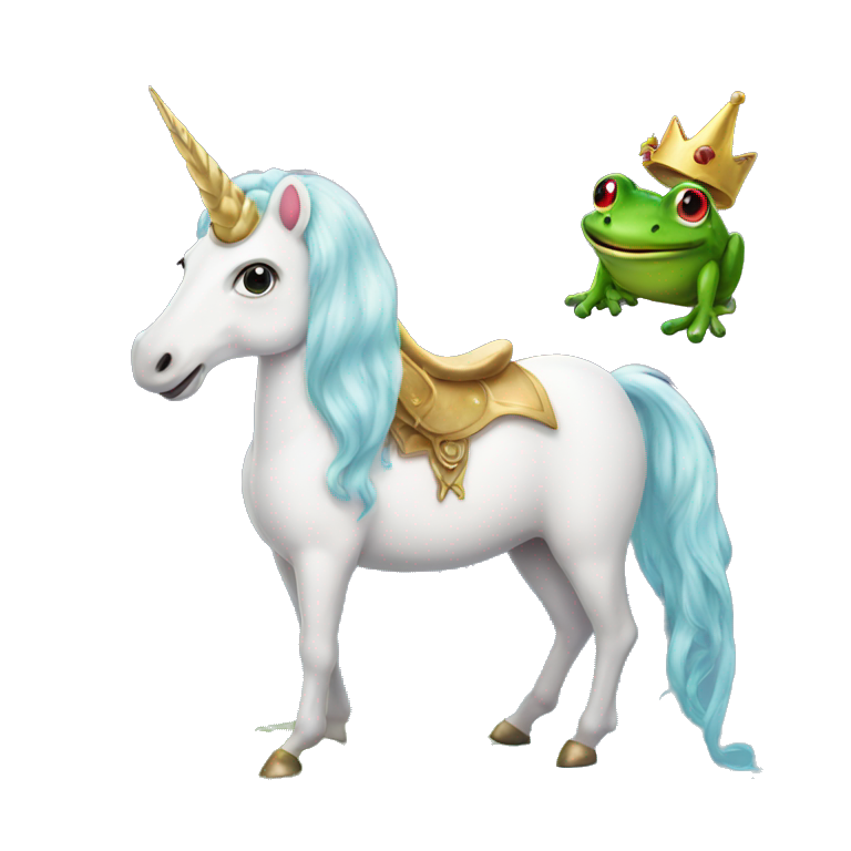 Unicorn with a frog emoji