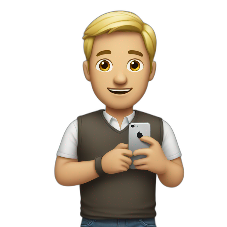 A man with iphone emoji