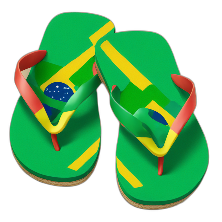 Flip flops with Brazilian flag emoji