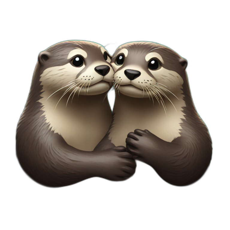 two otters loving each other emoji