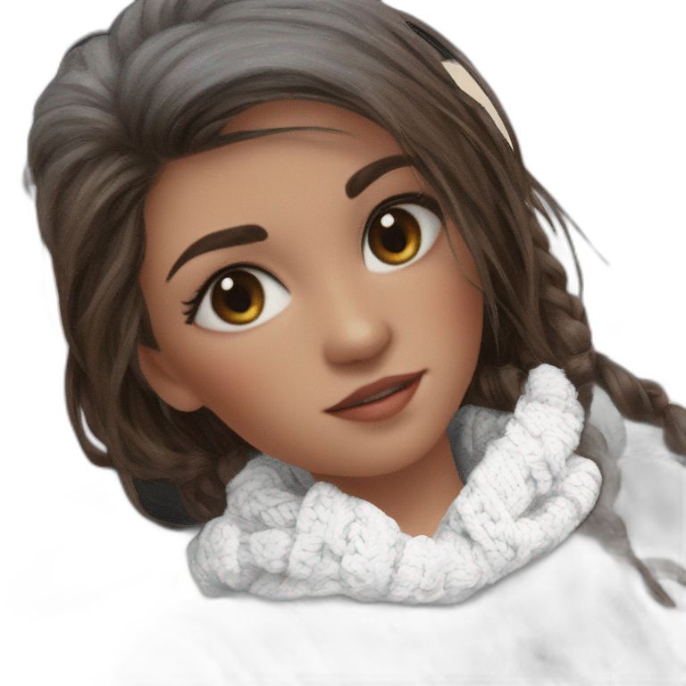 brown-haired girl in cozy sweater emoji
