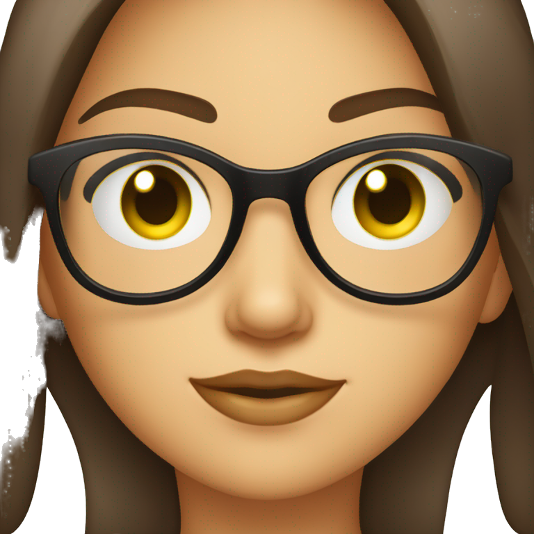 Fille brune au yeux verts avec des lunettes  emoji