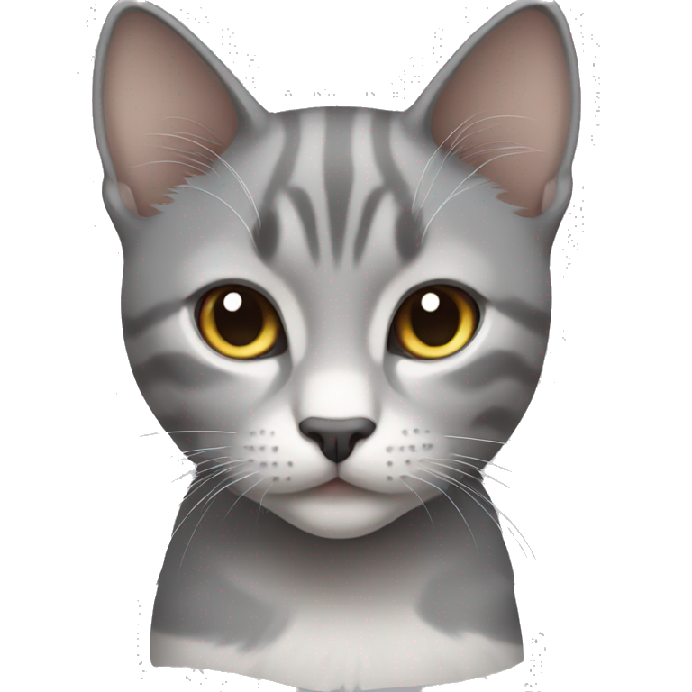 White brunette boy grey cat emoji