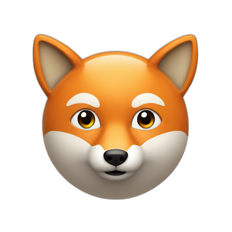 3d sphere with a cartoon fox with big calm eyes emoji