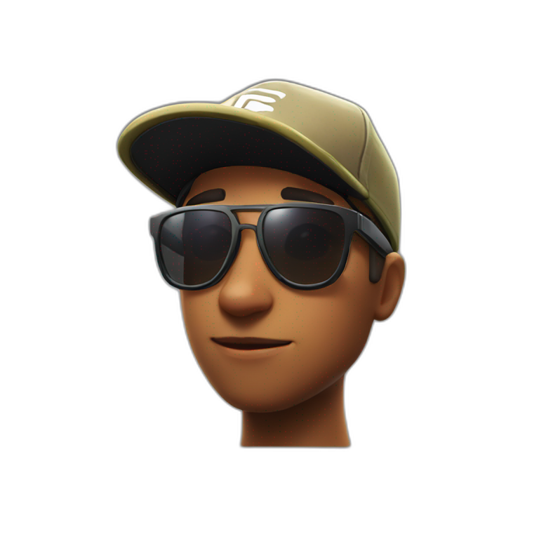 Boy with sunglasses and cap in fortnite  emoji