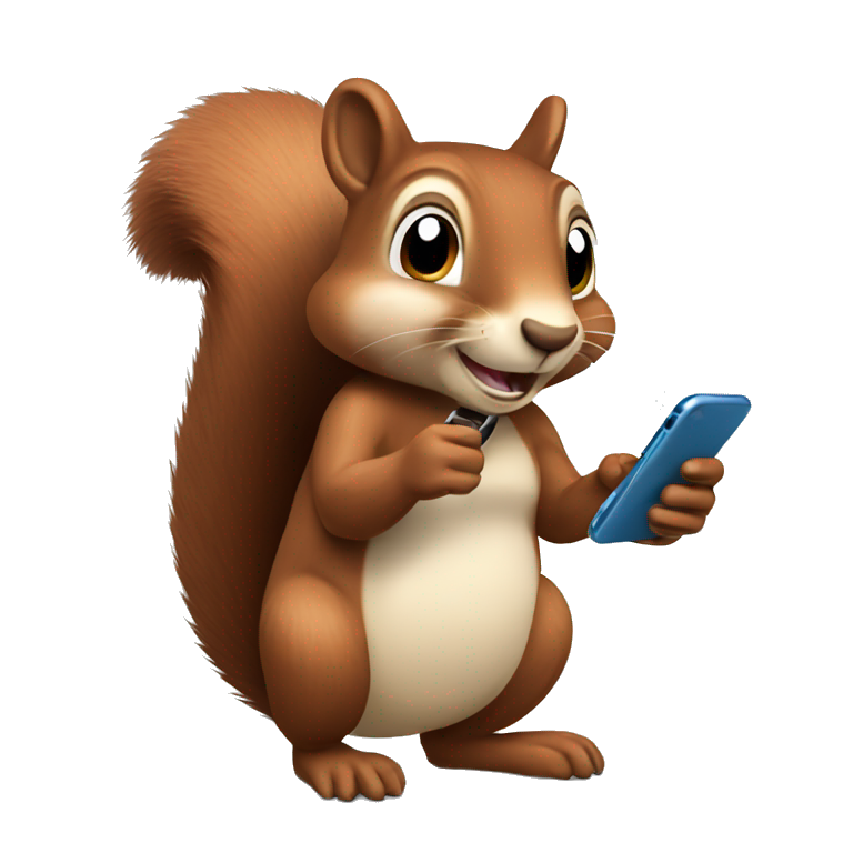 Squirrel using mobile phone emoji