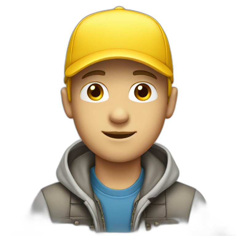 White boy wearing Yellow cap emoji