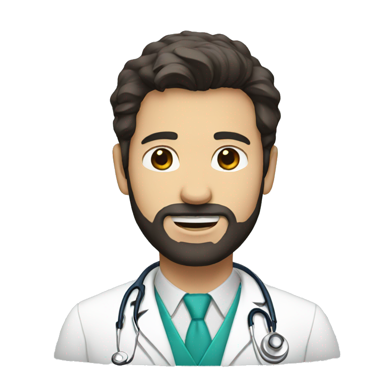 Doctor with dark hair, beard and a white coat  emoji