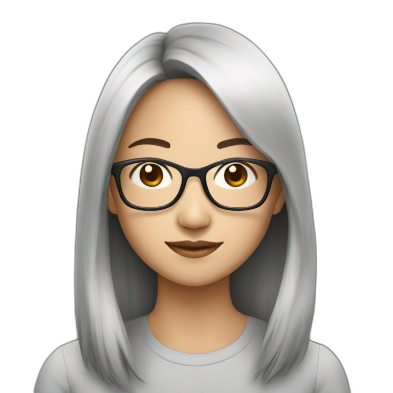 asian woman 32 years old with long hair and glasses emoji