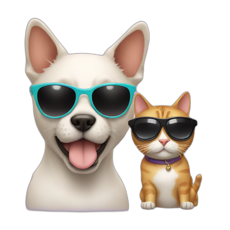 Cat with sunglasses and dog with sunglasses  emoji