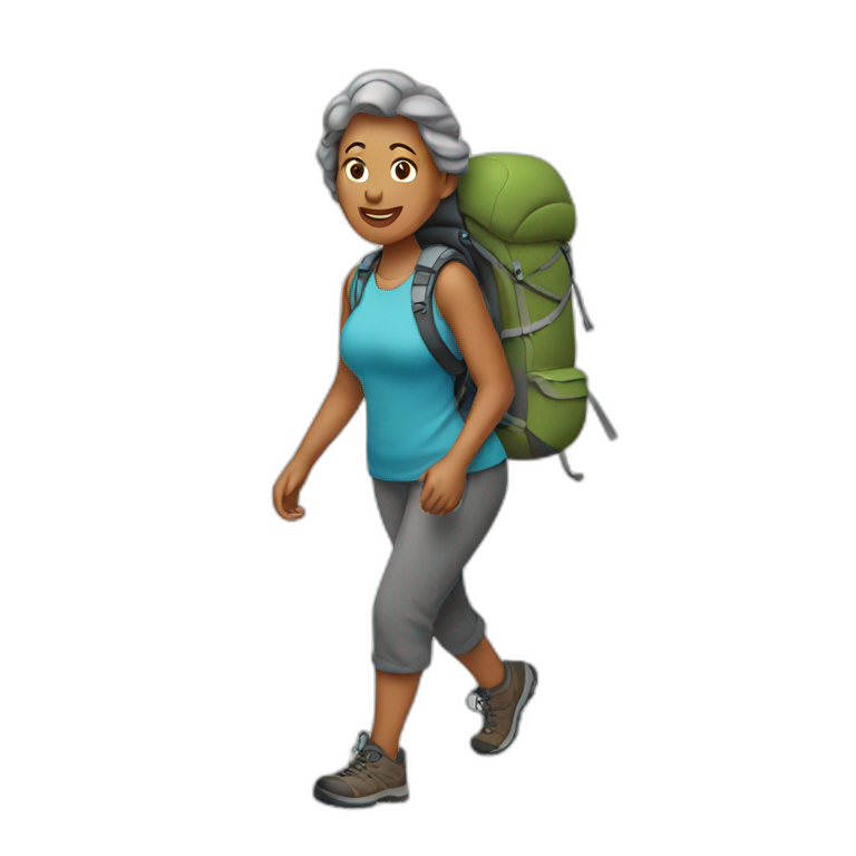 Woman 50 years old is Hiking emoji