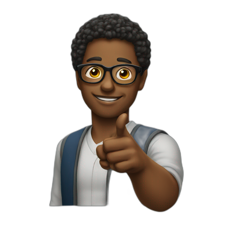 black nerd pointing finger up emoji