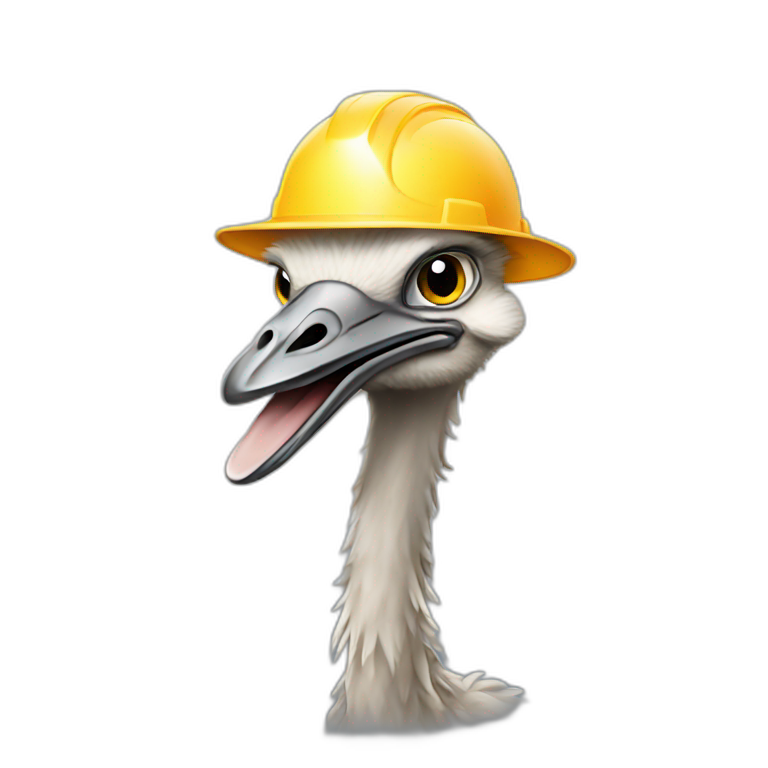 hard working ostrich with construction hat emoji