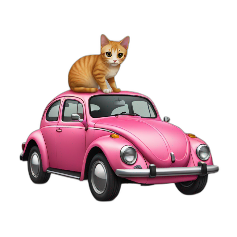 Cat on a vw beetle emoji
