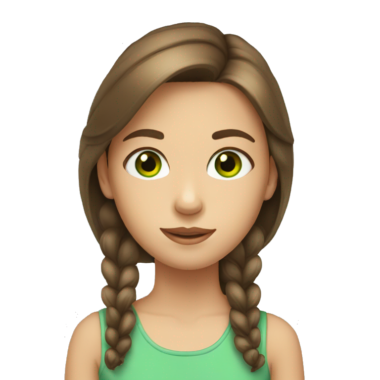 12 year old girl, brown hair, green eyes emoji