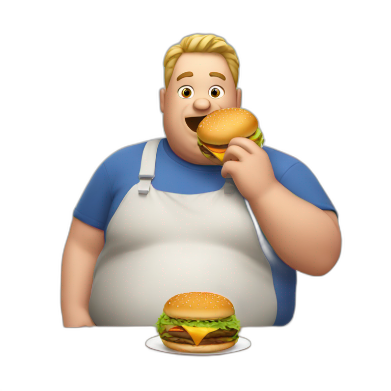 Fat man eating burger emoji