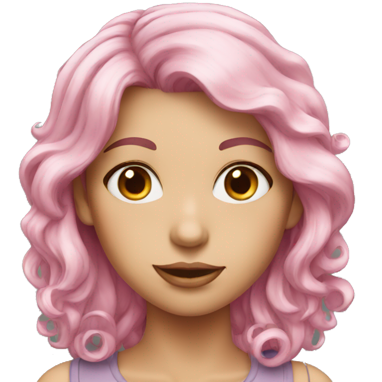 pink hair grey eyes lady emoji