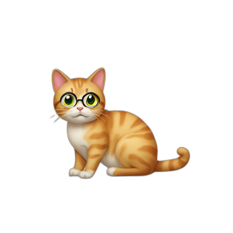 Cat with 4 eyes sitting on the floor emoji