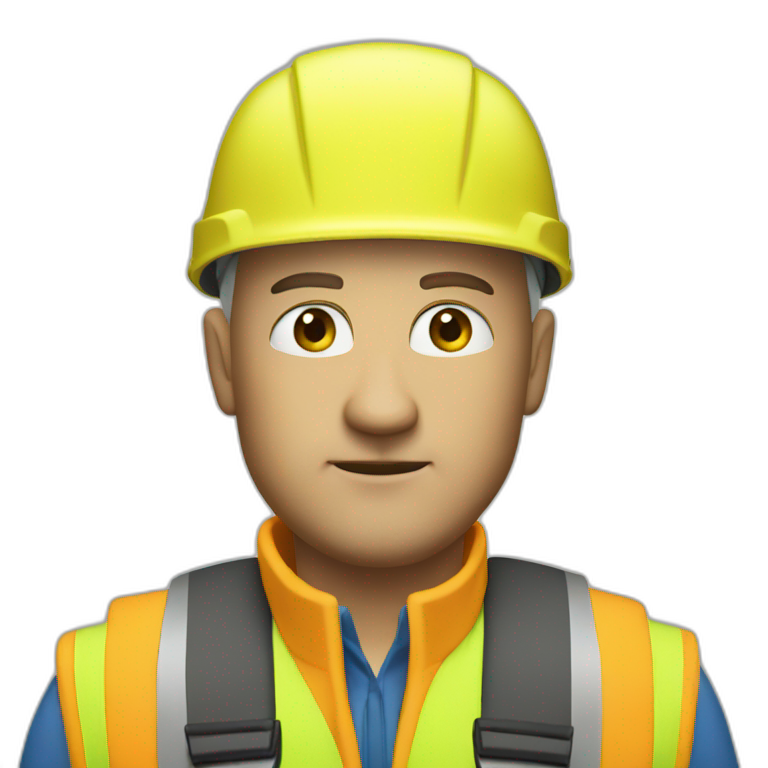 a white irritated bald man with a yellow safety vest and a yellow bicycle helmet emoji
