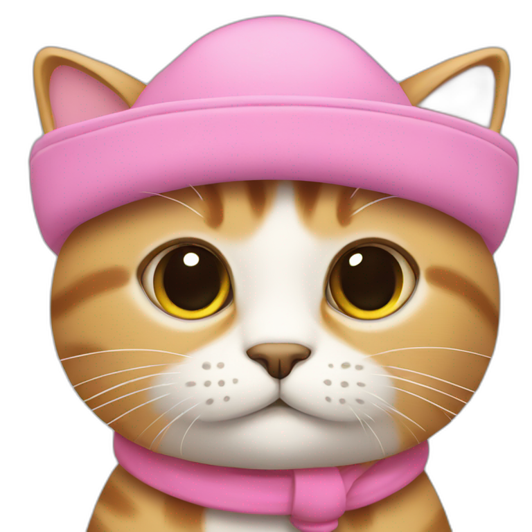Un gato con gorro rosa emoji