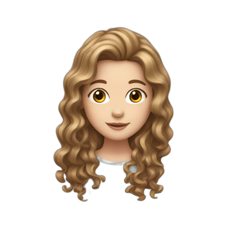White Girl with wavy brown long hair emoji
