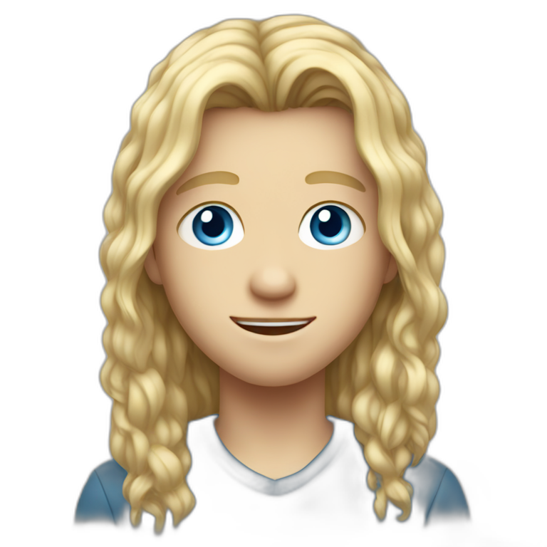 blue-eyed teen-ager boy with long blond hair emoji