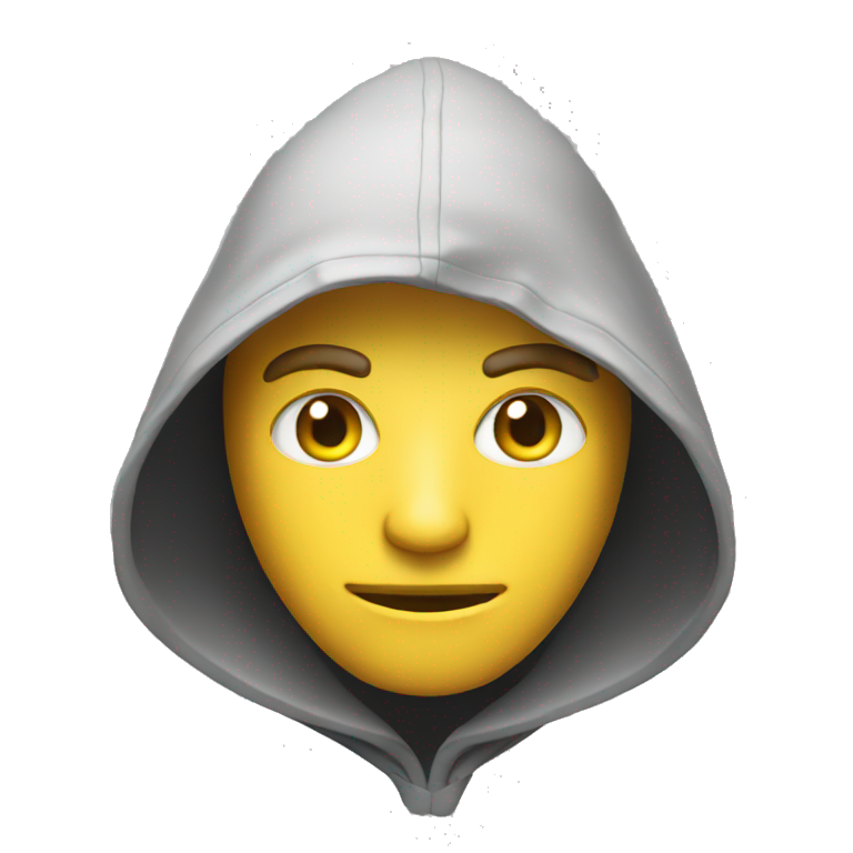 Hood with hacker face emoji