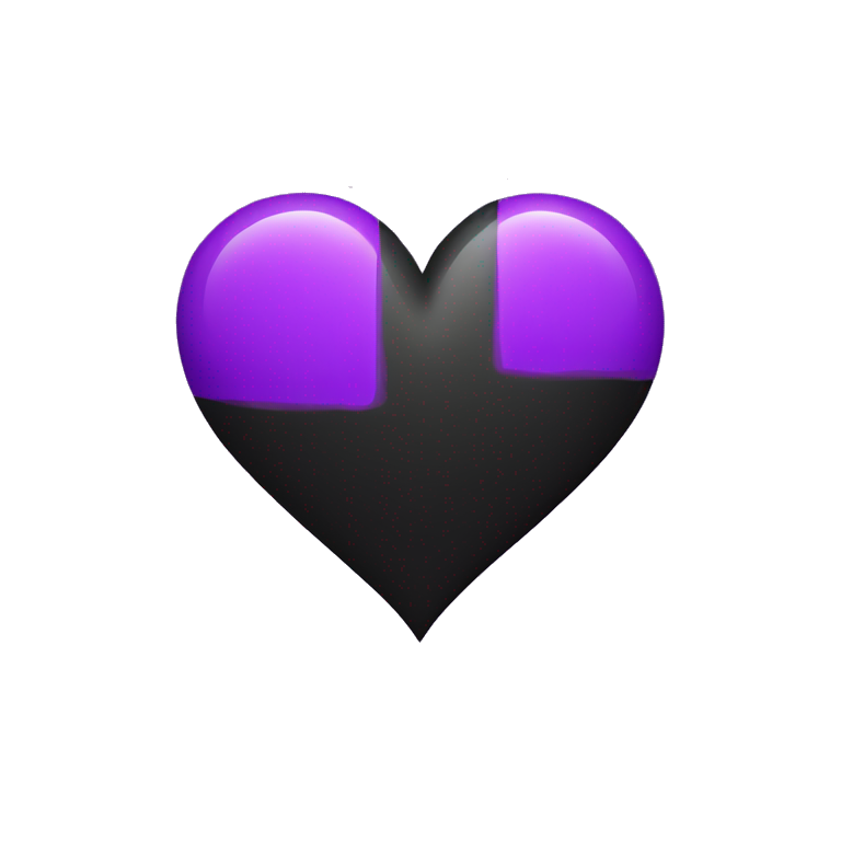 Half black and Purple Heart emoji