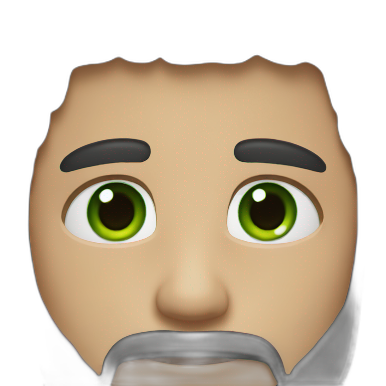 Guy with dark hair, green eyes emoji